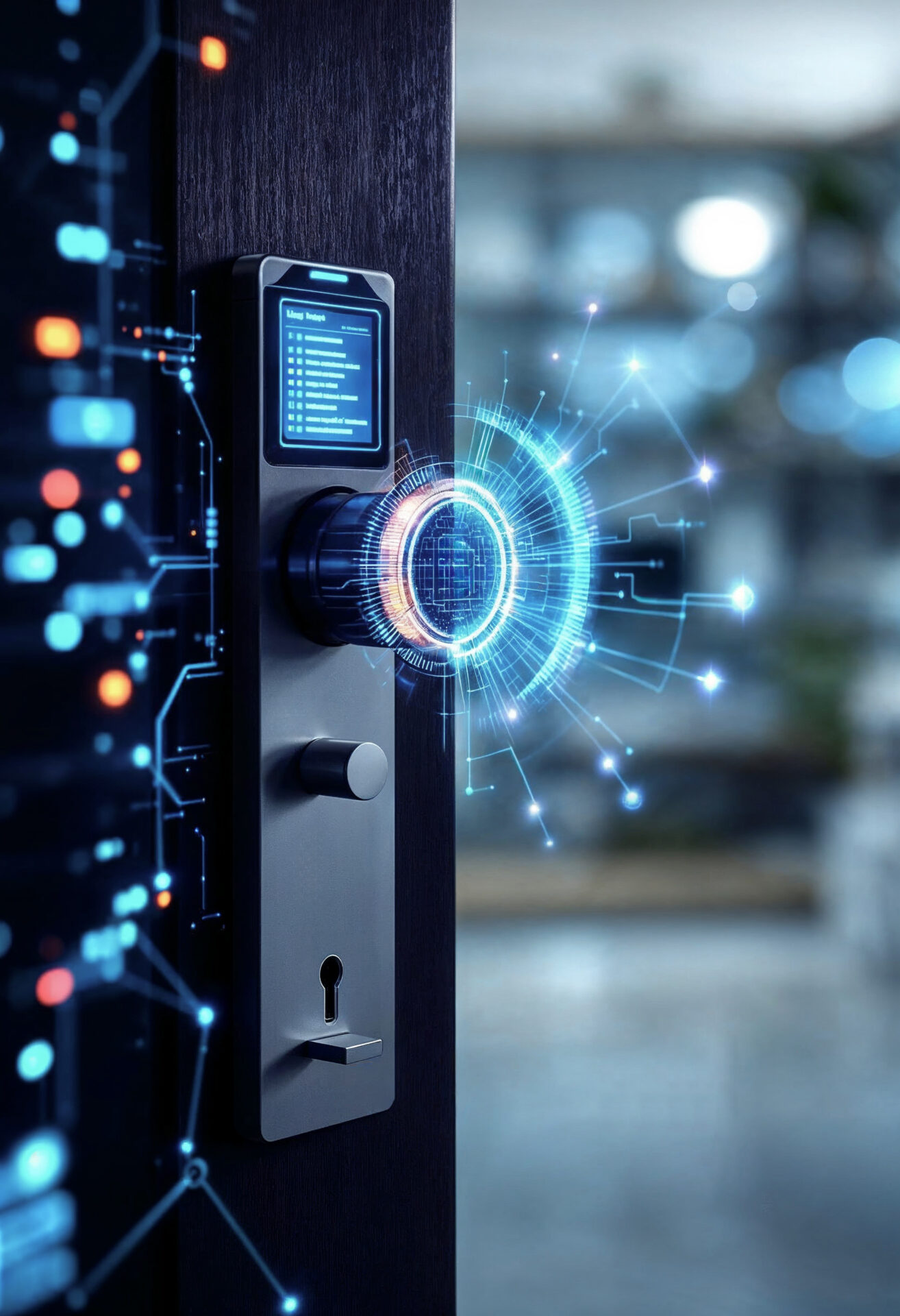 Access control and safety systems panel in a managed student residence