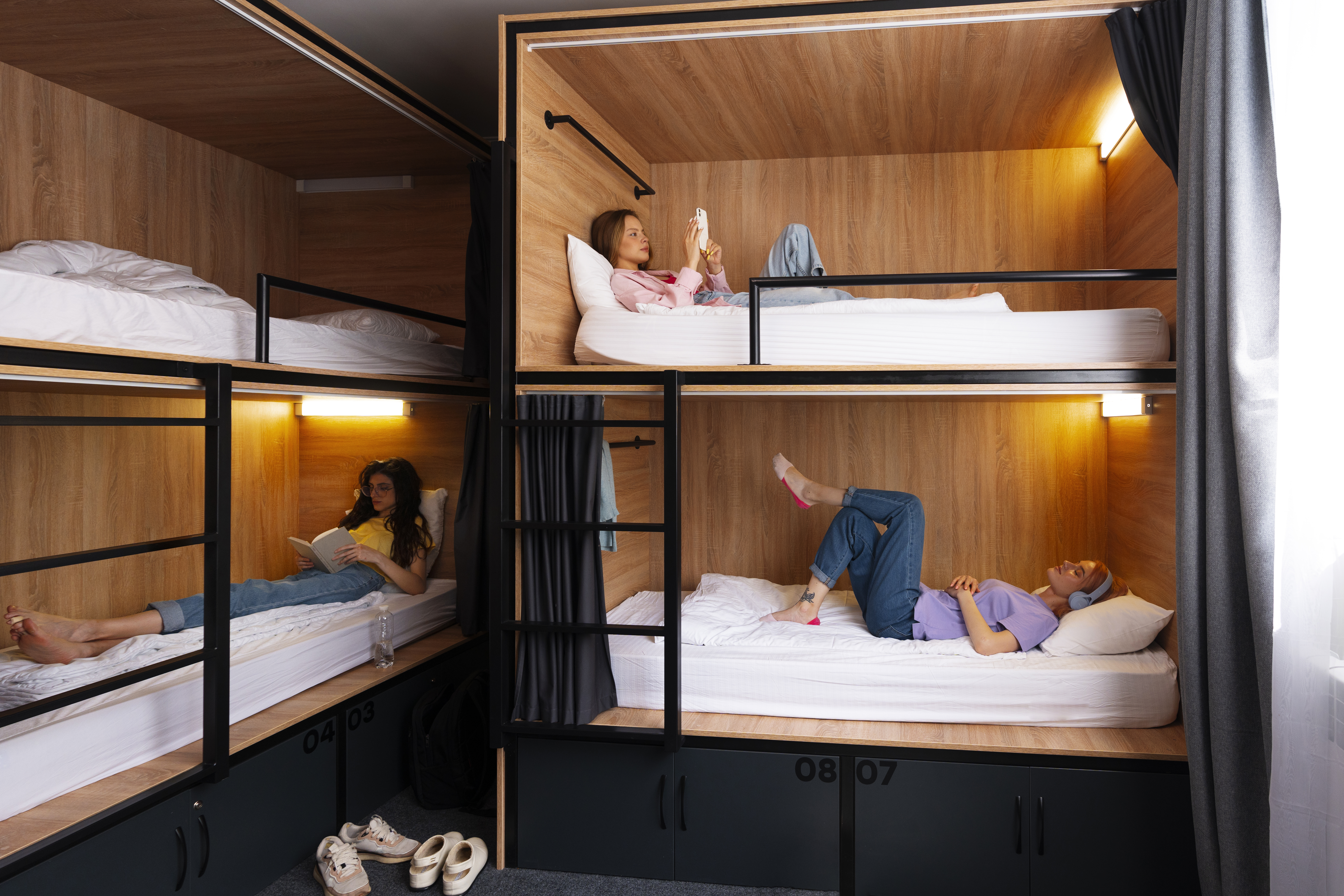 Modern student dormitory room with functional layout in Portugal